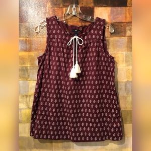 GAP Maroon & White Sleeveless Top Sz S MINT